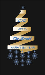 Christmas tree new year 2021 snowflake vector