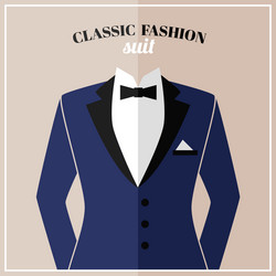 classic tuxedo suit with bow vector