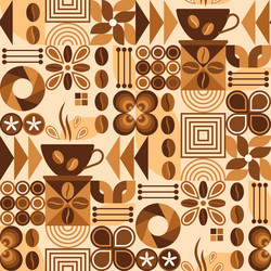 coffee theme pattern with icons in geometric style vector image