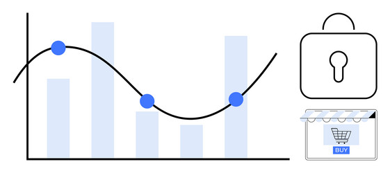 data analysis with security lock and online vector image