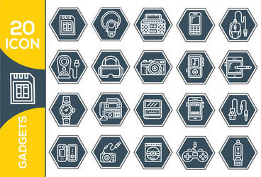 Electronic and devices line icons set vector