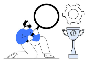 man with magnifying glass searching for insights vector image