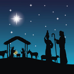 Nativity Scene - Joseph, Mary & Jesus Vector Image