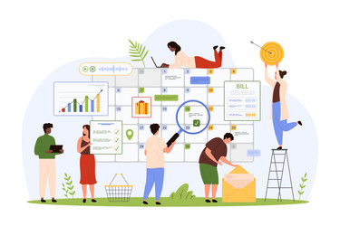 planning tasks and projects in digital calendar vector image