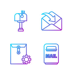 set line mail box envelope setting vector image