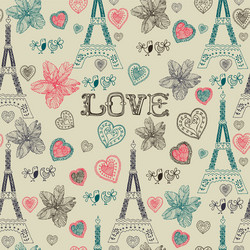 vintage love paris pattern vector