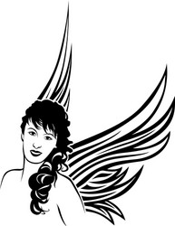 Angel Girl Stencil Tattoo Vector Image