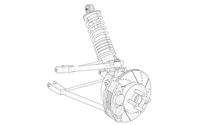 car suspension with shock absorber vector