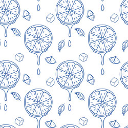 pattern featuring slices of lemon with ice cubes vector image