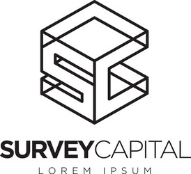 SC Initial Cube Logo - Modern Line Art vector image