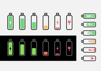 Simple outline battery icon set vector