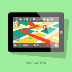 Tablet with navigation interface vector