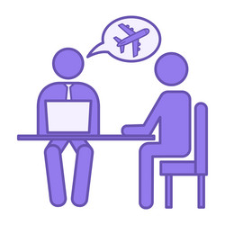 Travel agent colored icon of sitting vector