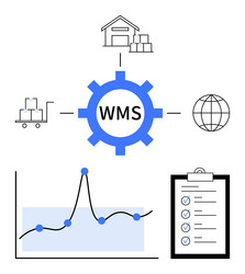 warehouse management system elements with graph vector image