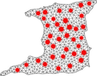 Wire frame polygonal map trinidad island vector