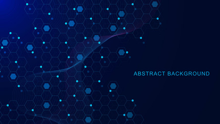 abstract hexagon pattern with glowing particles vector image