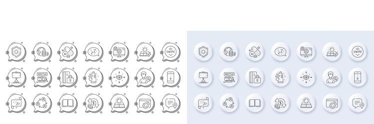 chat bubble swipe up and target path line icons vector image