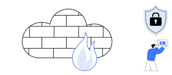 cloud firewall with security shield and user vector image