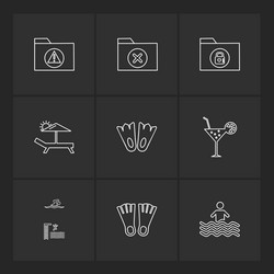 files folders globe world stars eps icons set vector image