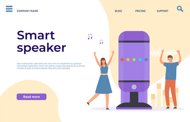 interactive ai device smart speaker landing page vector image