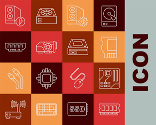 set line ram random access memory motherboard vector image