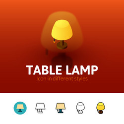 table lamp icon in different style vector image
