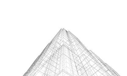 wire-frame model a multi-storey building vector image