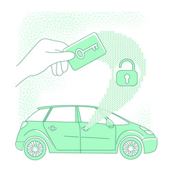 Keycard thin line concept person opening car vector