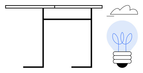 minimalist desk frame with abstract lightbulb vector image