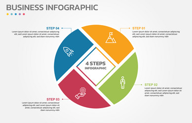 visual data presentation cycle diagram with 4 vector image