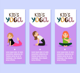 Yoga kids flyers design with girls vector