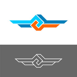 Knot style logo with two wings three color vector