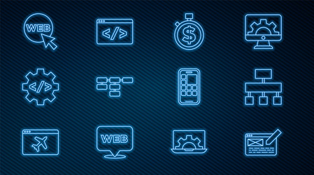 set line ui or ux design site map time is money vector image