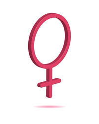 Womens volumetric pink symbol casting a shadow vector