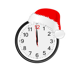 Christmas hat on clock vector