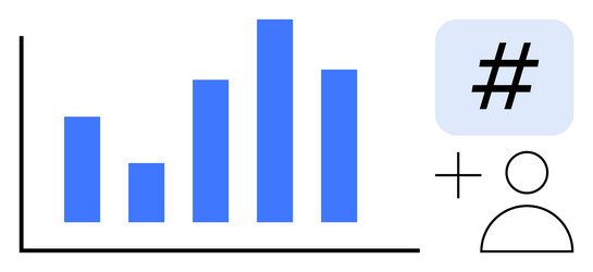 data analysis bar chart with user and metadata tag vector image