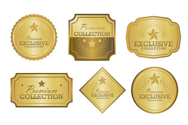 Exclusive collection sale golden badge set gold vector