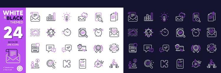 mail newsletter comment and timer line icons vector image