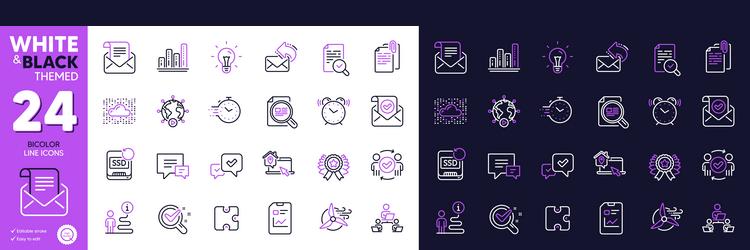 mail newsletter comment and timer line icons vector