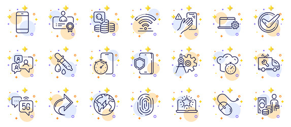 Outline set of notebook service fingerprint vector