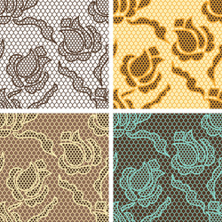 set of lace seamless patterns with abstract vector image