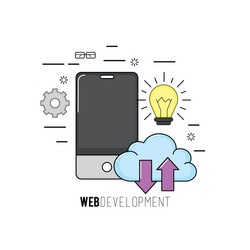 Smartphone with web code programming software vector