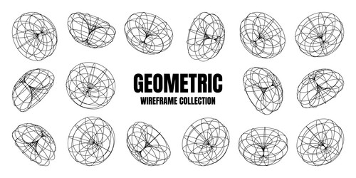 wireframe lined shapes perspective mesh 3d grid vector image