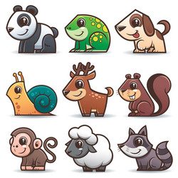 Cute Cartoon Animal Set Vector Image