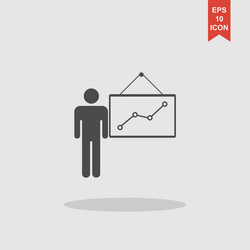 Presentation sign icon man standing with pointer vector