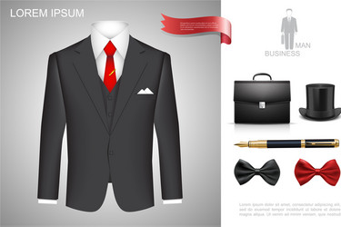 Male suit realistic composition Royalty Free Vector Image