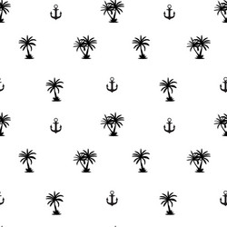 Seamless pattern with anchor and coconut palm tree vector