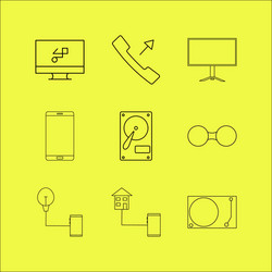 Devices linear icon set simple outline icons vector