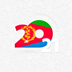 happy new year 2021 for eritrea on snowflake vector image