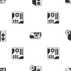set case of computer video graphic card vector image